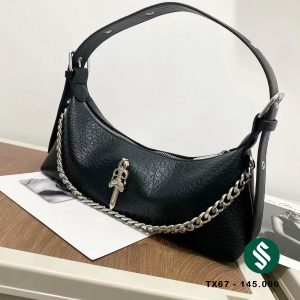 Túi kẹp nách da nhăn phối xích tag thanh gươm