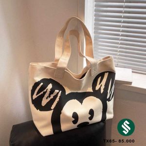 Túi tote vải bố họa tiết Mickey xịn và bền. Hè cứ tote mà dùng cho em, đa tính ứng dụng, đựng siêu nhiều đồ